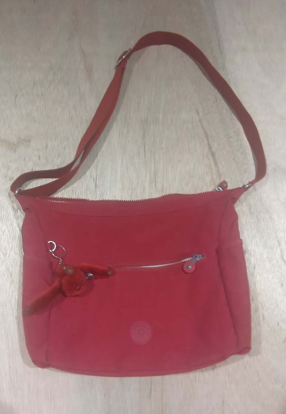 Kipling Wes Crossbody Shoulder Bag Purse Polyamide Cherry Red